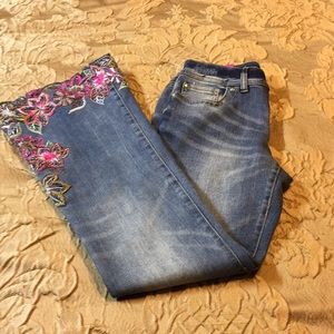 INC embroidered boot cut jean